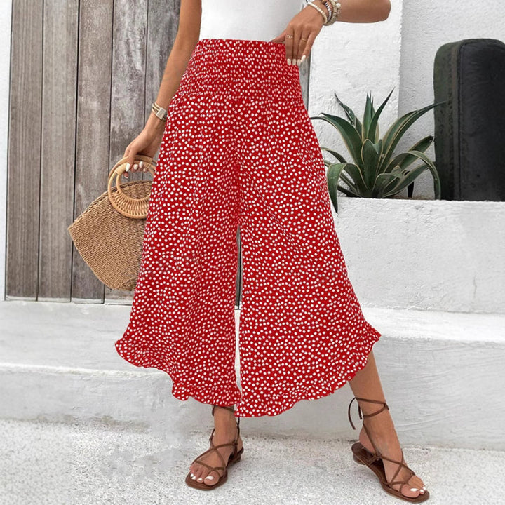 Pantalon Large À Pois Décontracté
