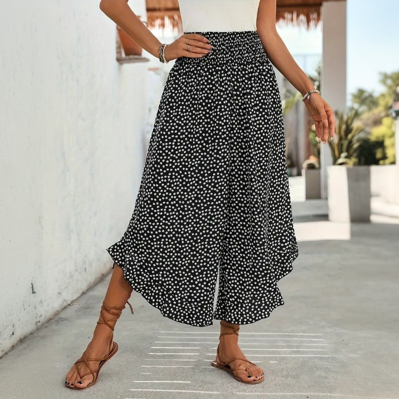 Pantalon Large À Pois Décontracté