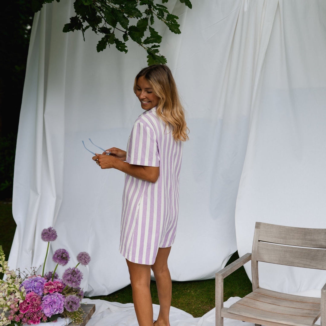 Mariela™ | Combishort rayé mauve