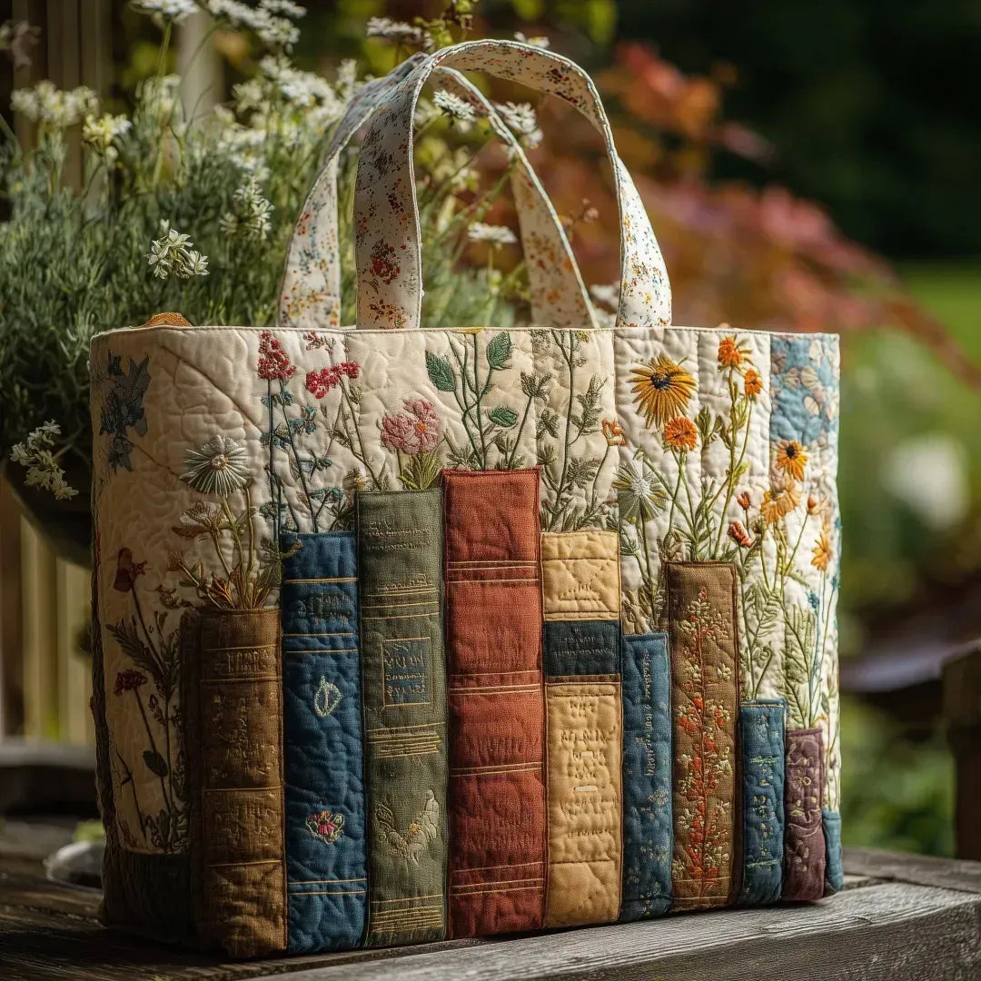 Sac Artisanal Matelassé : Livres et Fleurs