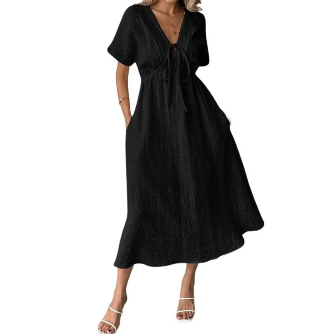 BREEANNE™ | Robe Maxi Col V Décontractée
