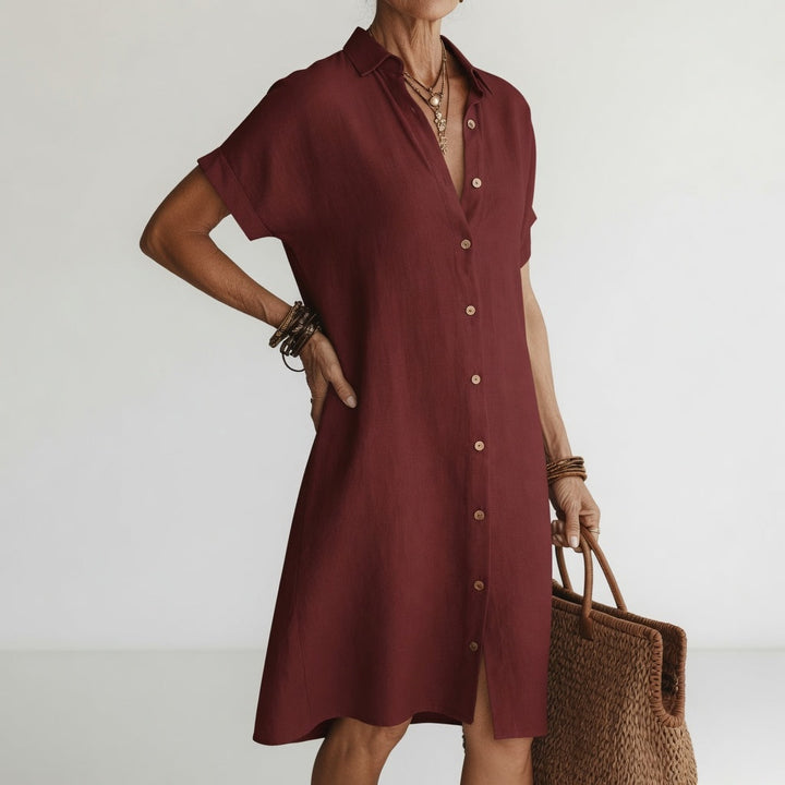 ÉVANÉLIE™ | Robe Chemise Midi Confort Élégant