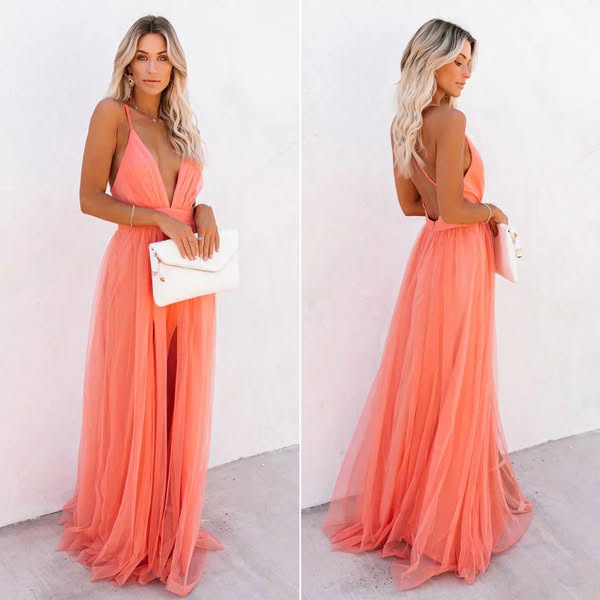 CLÉMENCE™ | Robe Maxi Corail