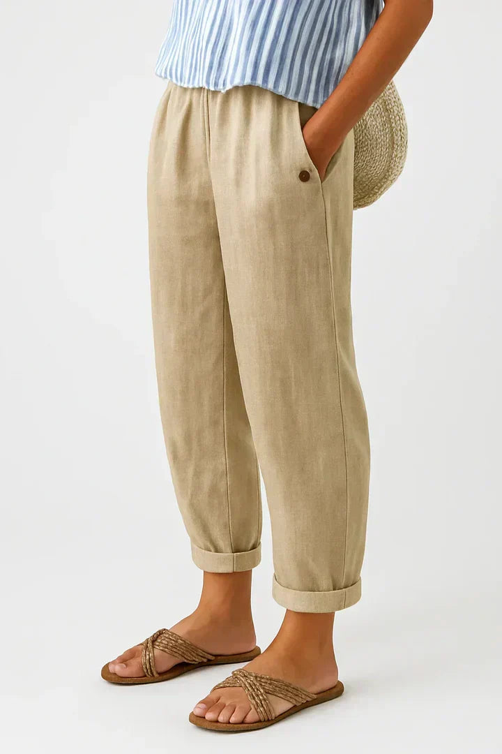 Romina™ Pantalon intemporel en lin-coton