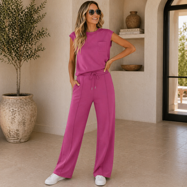Kira | Ensemble Casual Top Sans Manches & Pantalon Large Taille Élastique