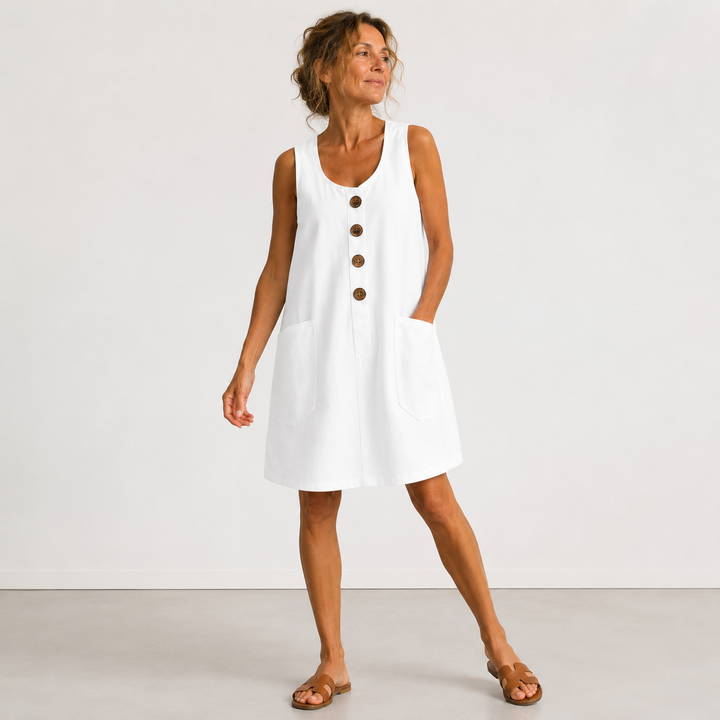 MAUD™ | Robe Élégante en Lin et Coton