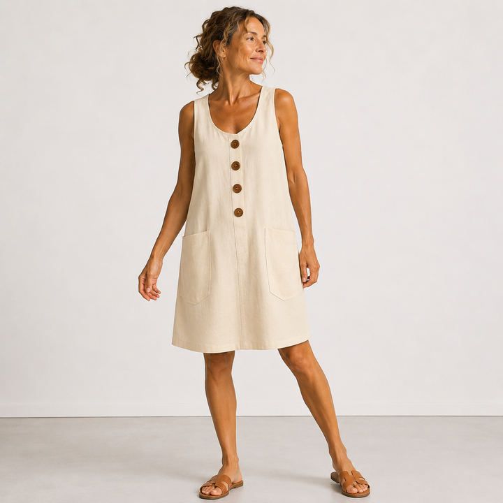 MAUD™ | Robe Élégante en Lin et Coton