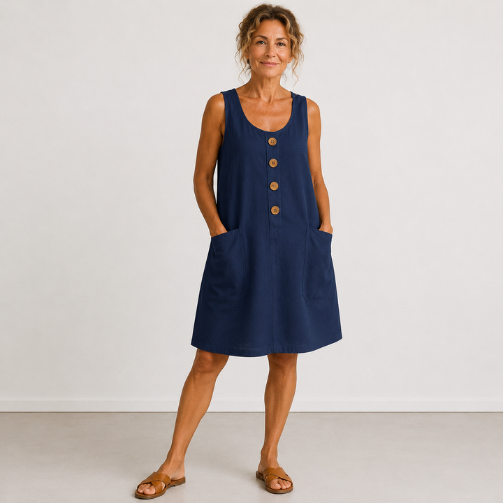 MAUD™ | Robe Élégante en Lin et Coton