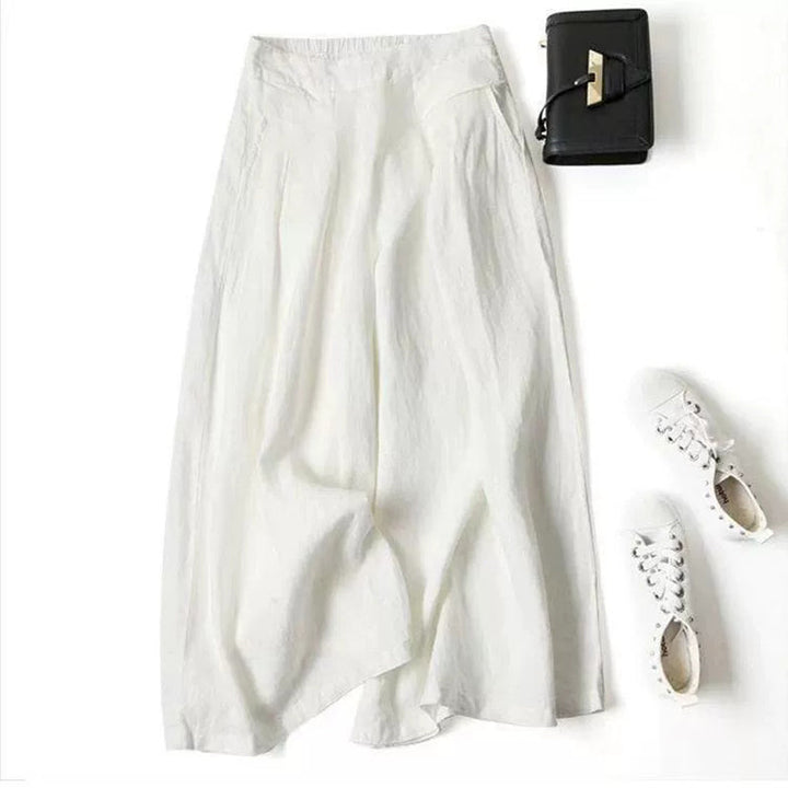 【Coton Et Lin】Pantalon Décontracté À Jambes Larges