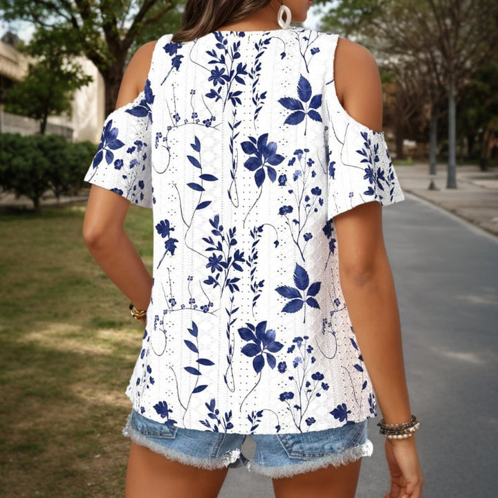 Blouse Élégante À Imprimé Feuilles
