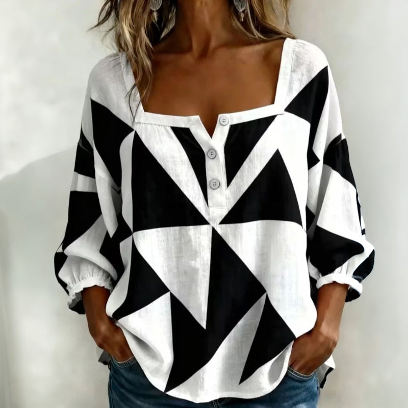 Blouse Décontractée Géométrique
