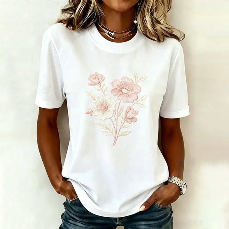 T-Shirt Décontracté À Imprimé Floral