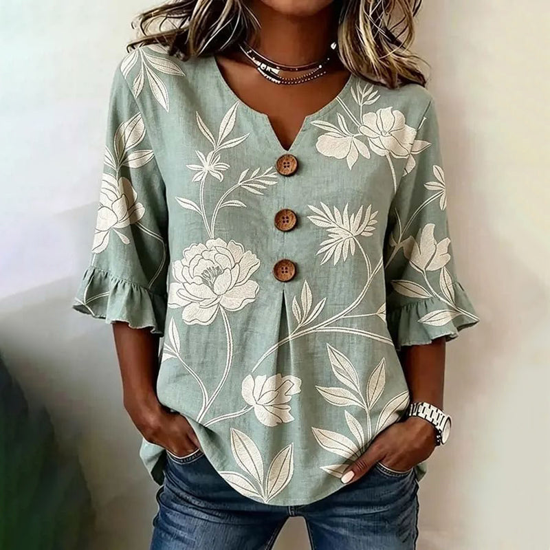 Blouse Vintage À Imprimé Floral