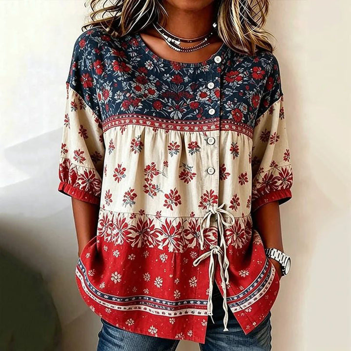 Blouse Vintage À Imprimé Floral