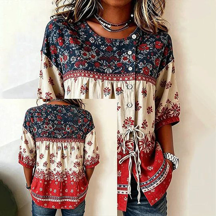 Blouse Vintage À Imprimé Floral