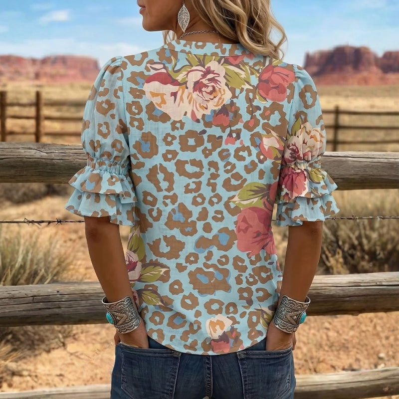 Blouse Vintage À Imprimé Floral