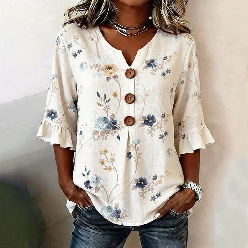 Blouse Vintage À Imprimé Floral