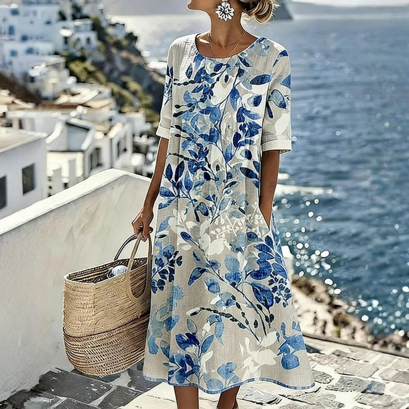 Robe Vintage À Imprimé Feuilles
