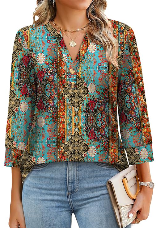 Flora | Blouse Imprimé Floral Sauvage Col V & Boutons Dorés