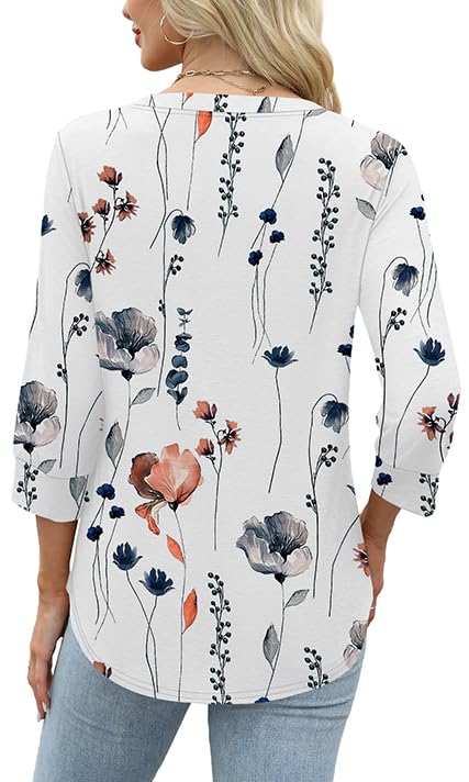 Flora | Blouse Imprimé Floral Sauvage Col V & Boutons Dorés