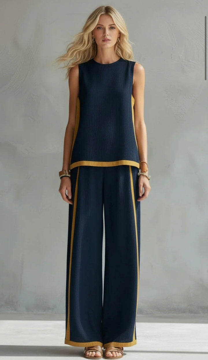 Leila Ensemble Élégant en Coton et Lin