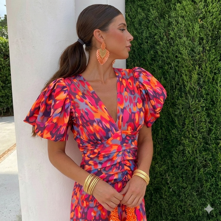 AMÉLIE™ | Robe à Manches Plissées Élégante
