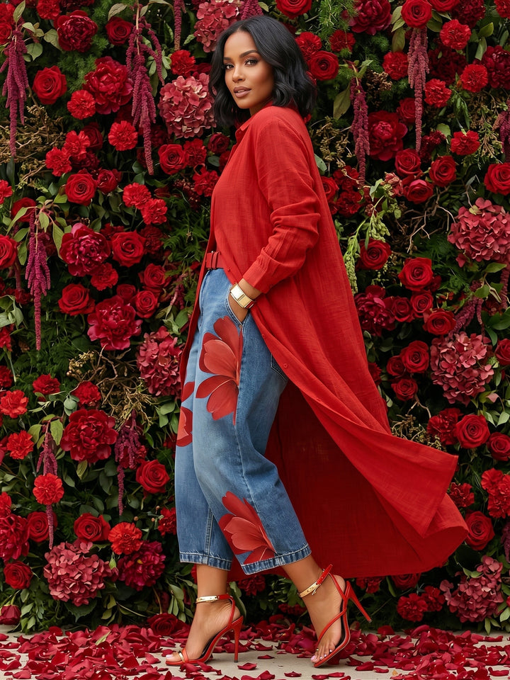 Léa | Jean Imprimé Floral Artistique