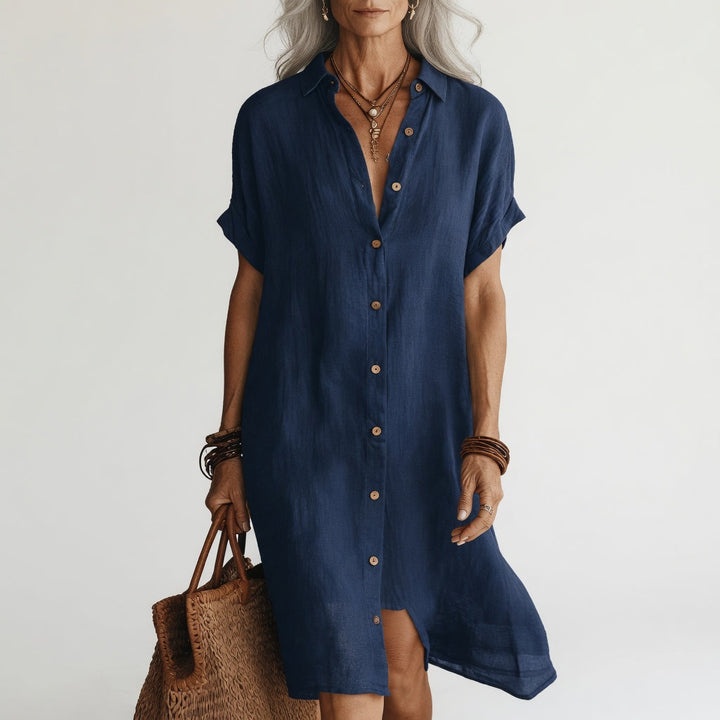 ÉVANÉLIE™ | Robe Chemise Midi Confort Élégant
