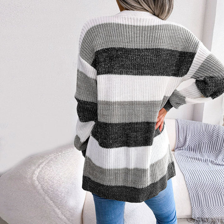 Cardigan Décontracté À Rayures