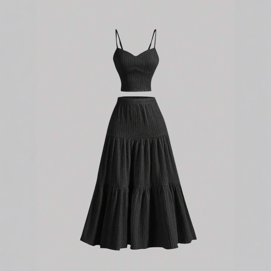 DALI™ - Comfy Sleeveless Crop Top and A-Line Skirt Set
