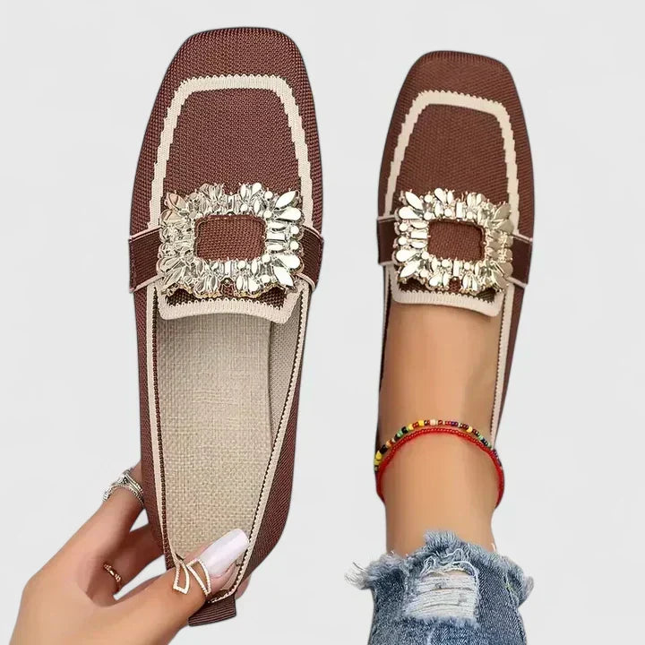 Maylora | Mocassins Plates Mesh & Boucle Strass Carrée