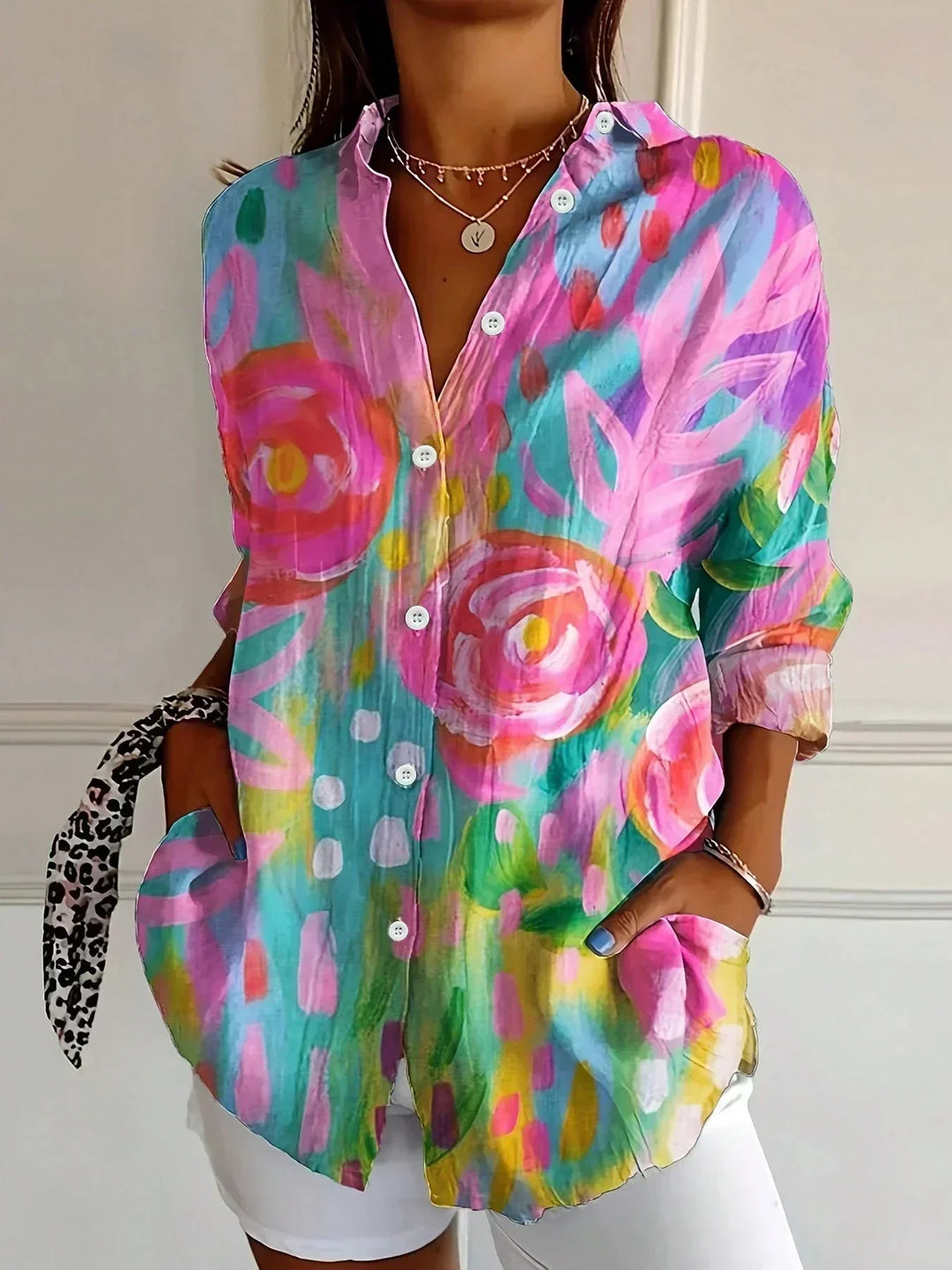 Arelia | Chemisier à Motifs Colorés