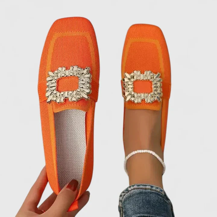 Maylora | Mocassins Plates Mesh & Boucle Strass Carrée