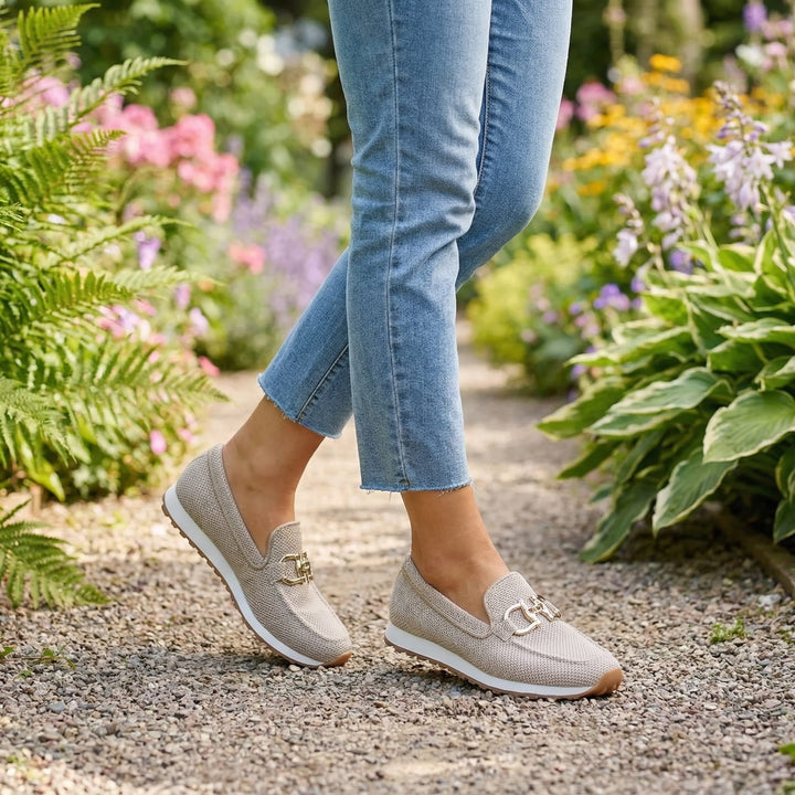Susie | Baskets Slip-On Mesh & Boucle Dorée