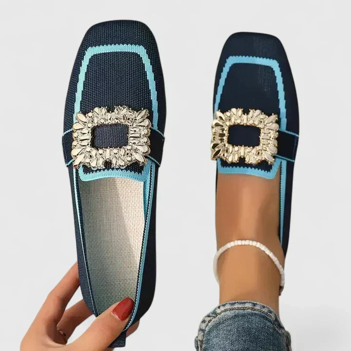 Maylora | Mocassins Plates Mesh & Boucle Strass Carrée