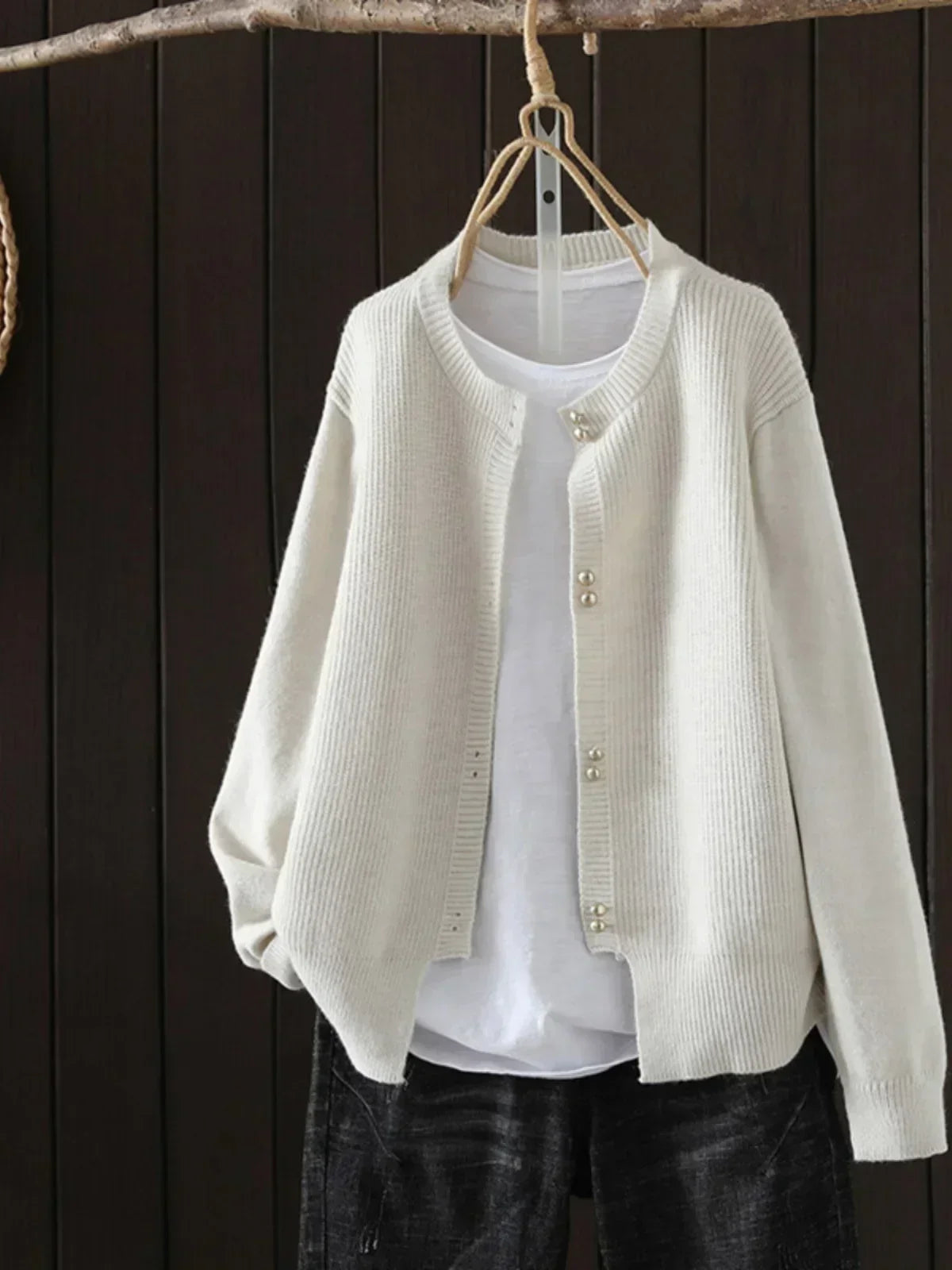Elara - Pearl Button Cardigan