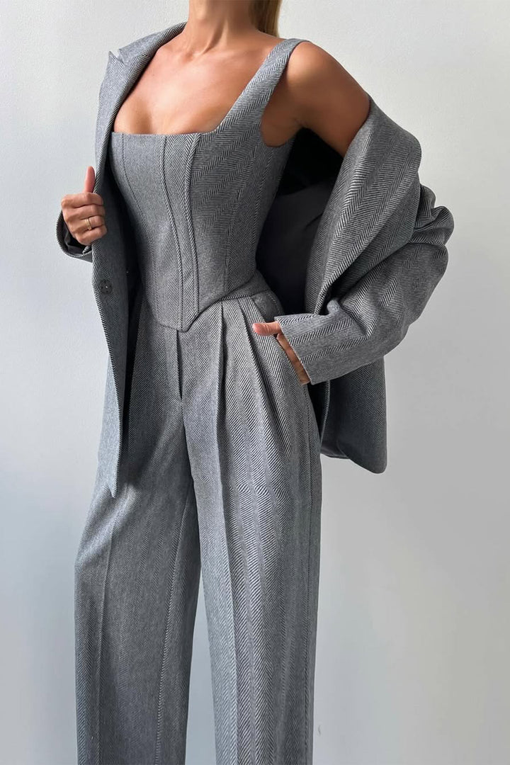 Dolce | Ensemble trois pièces avec blazer croisé