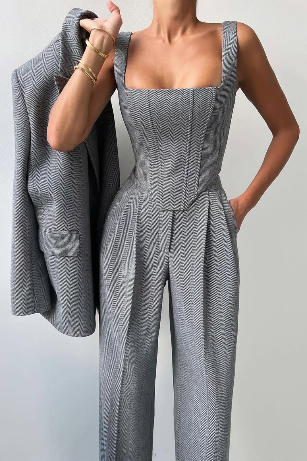 Dolce | Ensemble trois pièces avec blazer croisé