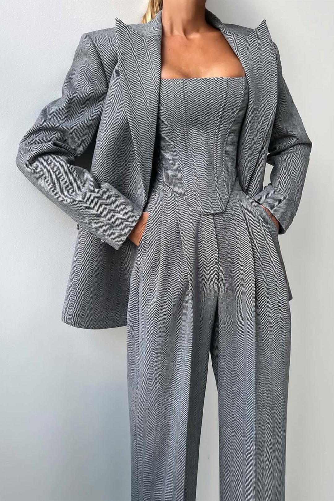 Dolce | Ensemble trois pièces avec blazer croisé