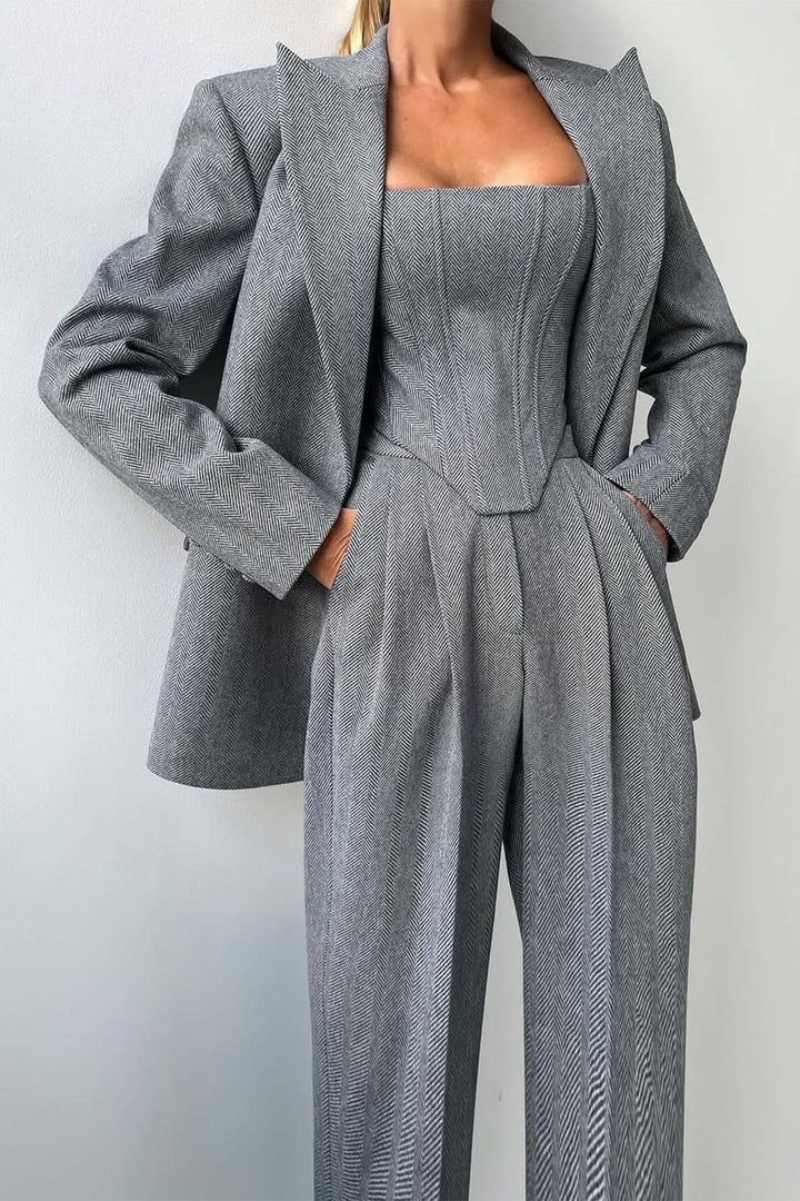 Dolce | Ensemble trois pièces avec blazer croisé