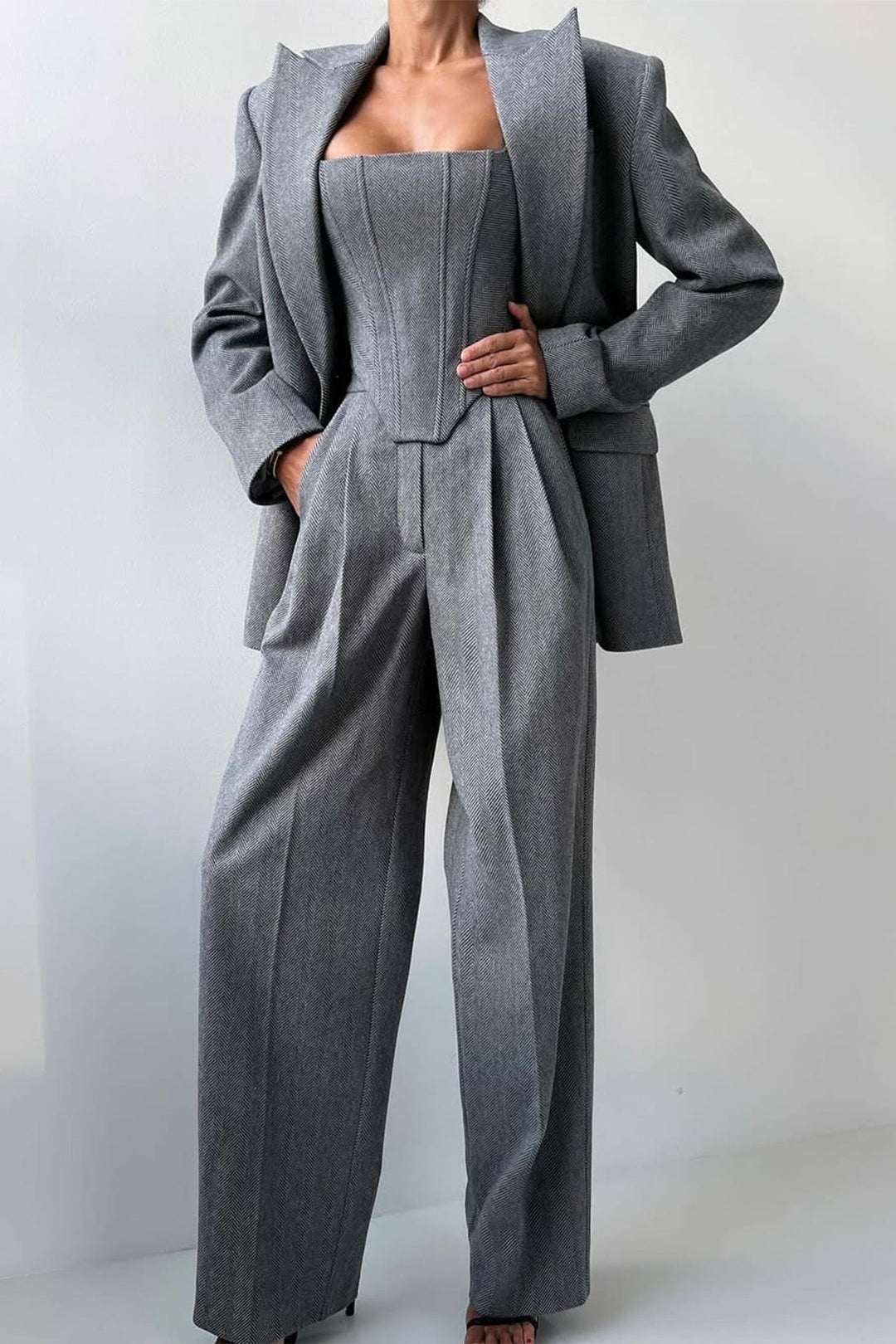 Dolce | Ensemble trois pièces avec blazer croisé