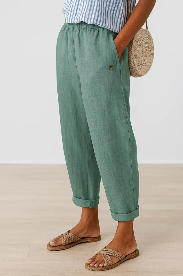 Romina™ Pantalon intemporel en lin-coton