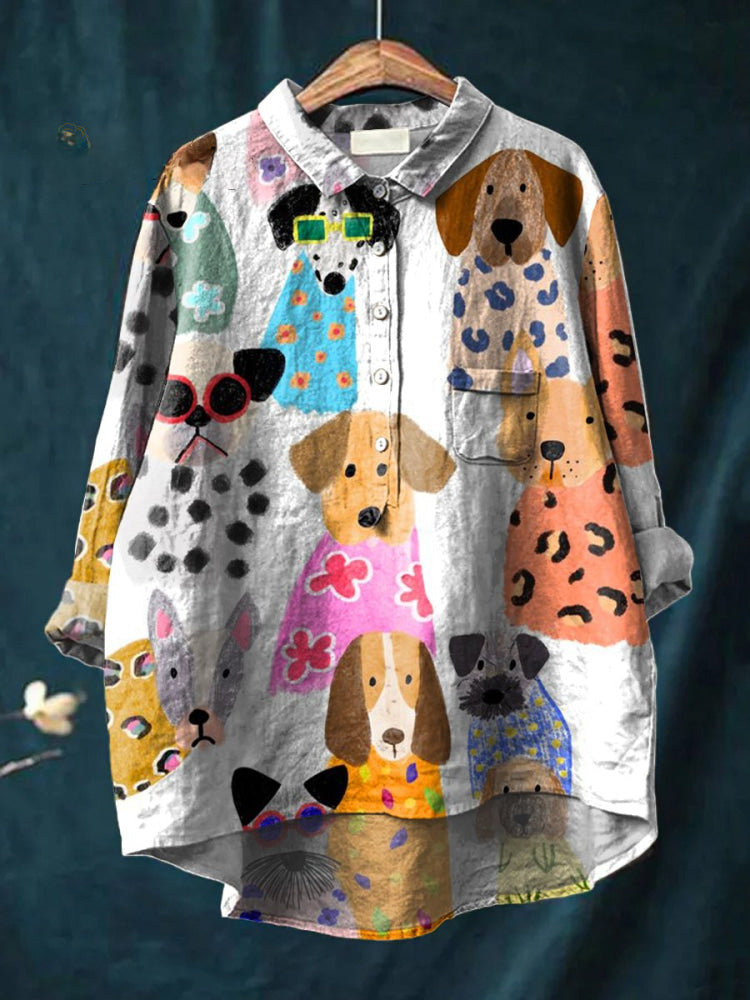 Sandra | Chemise motif chien positif