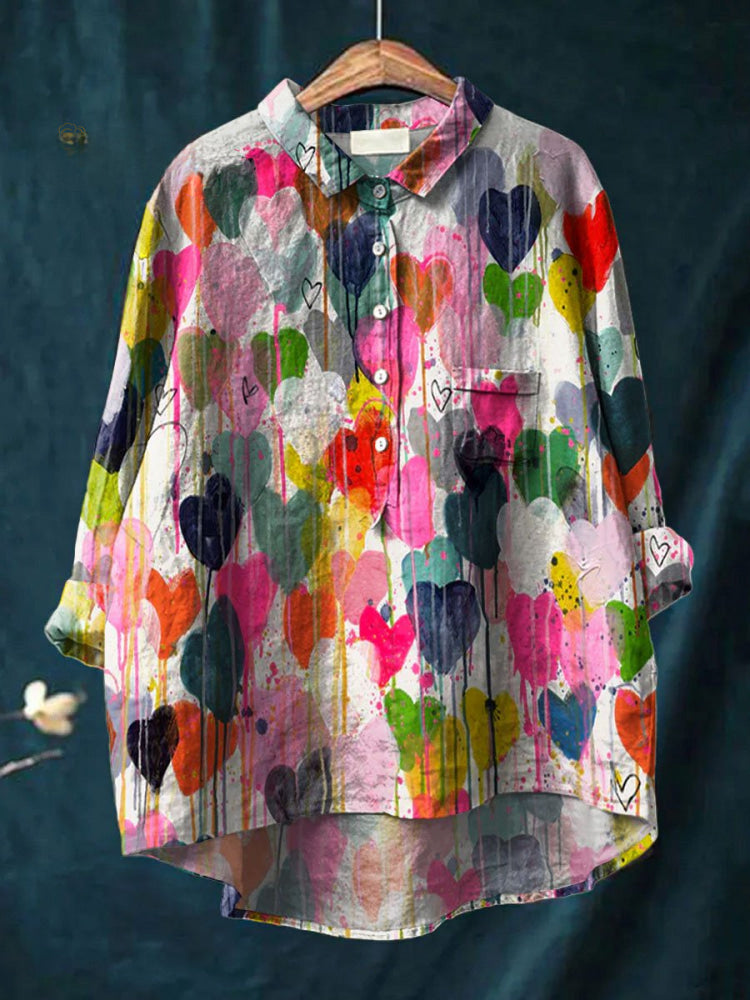 Valentina | Chemise imprimée de cœurs colorés