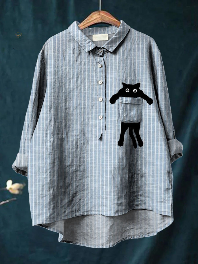 Milo | Chemise poche chat mignon
