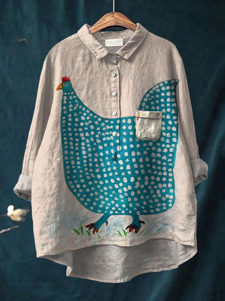 Henrietta | Chemise ludique à pois et poules
