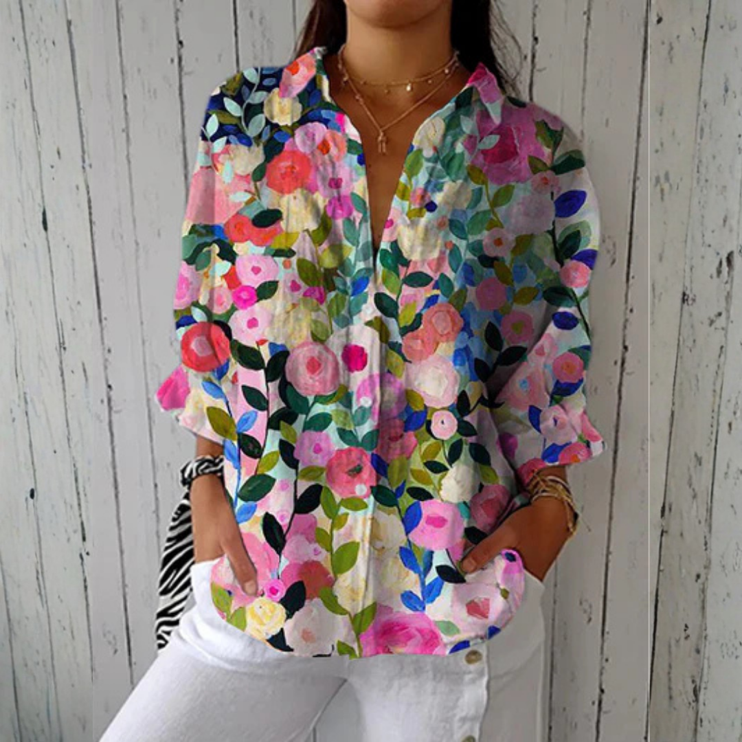 Amandine™ | Blouse toile en fleurs