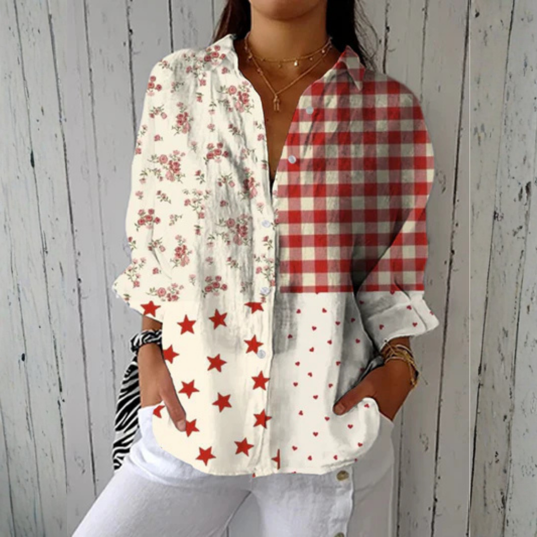 Heather™ | Blouse patchwork campagnard