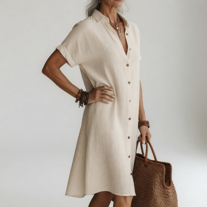 ÉVANÉLIE™ | Robe Chemise Midi Confort Élégant