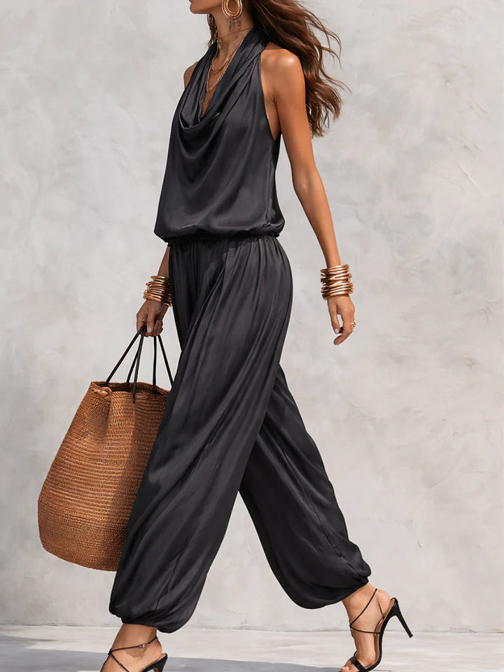 Demetria | Ensemble Deux Pièces Top Drapé Col Bénitier & Pantalon Sarouel Fluide